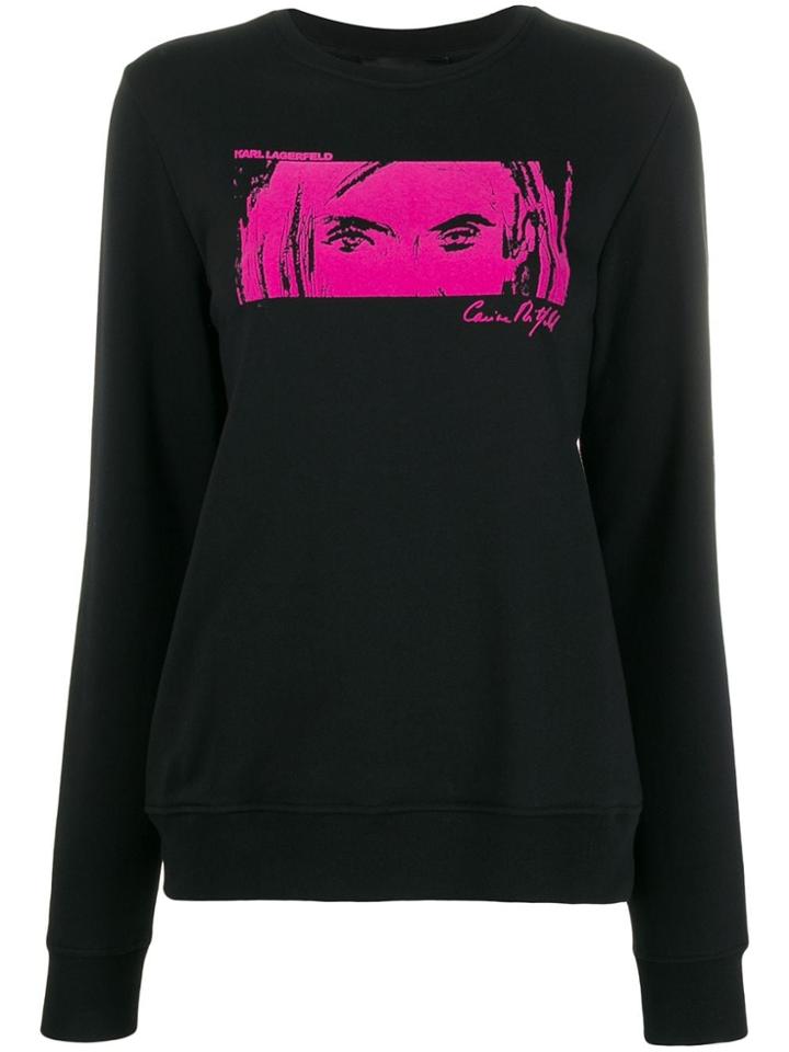 Karl Lagerfeld Karl X Carine Flocked Sweatshirt - Black