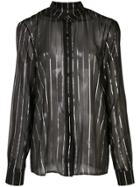 Rta Blythe Striped Sheer Shirt - Black