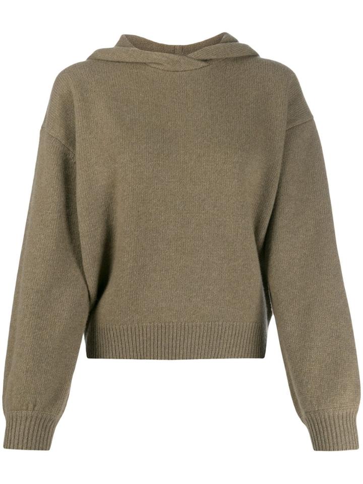 Pringle Of Scotland Cropped Volume Sleeve Hoodie - Green