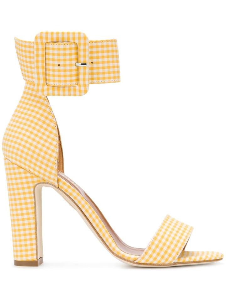 Paris Texas Gingham Print Buckled Sandals - Yellow