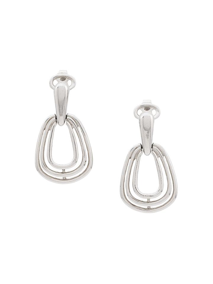 Susan Caplan Vintage 1980's Door Knocker Style Earrings - Silver