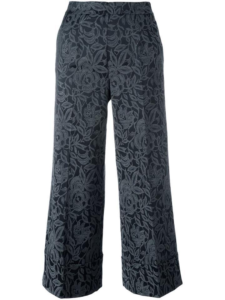 Twin-set Cropped Jacquard Trousers, Women's, Size: Xs, Grey, Cotton/polyester/spandex/elastane