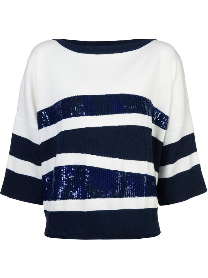 Oscar De La Renta Sequin Embroidered Sweater - Blue