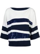 Oscar De La Renta Sequin Embroidered Sweater - Blue