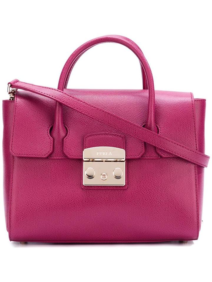 Furla Round Handle Tote, Women's, Pink/purple, Leather