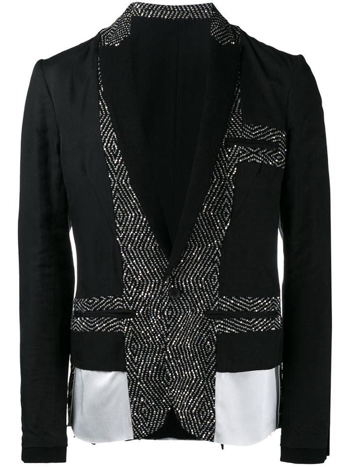 Haider Ackermann Panelled Blazer, Men's, Size: 46, Black, Cotton/linen/flax/acrylic/virgin Wool