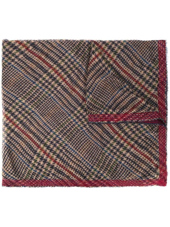 Faliero Sarti Check Print Scarf - Brown