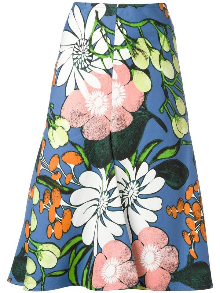 Marni Madder Print Skirt, Women's, Size: 44, Blue, Cotton/linen/flax