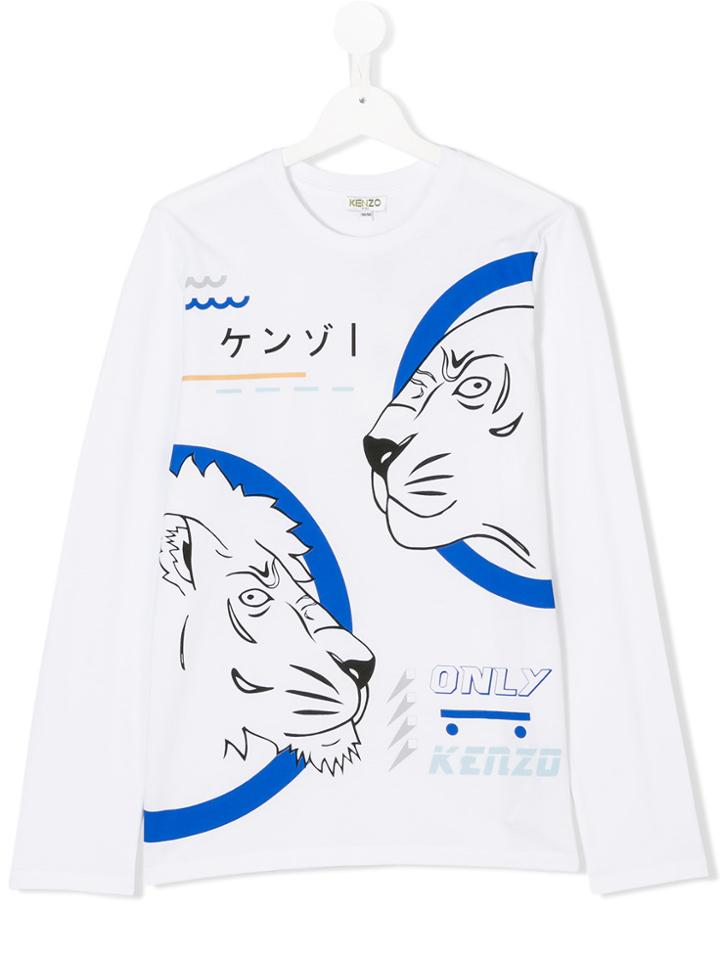 Kenzo Kids Teen Lion Print T-shirt - White