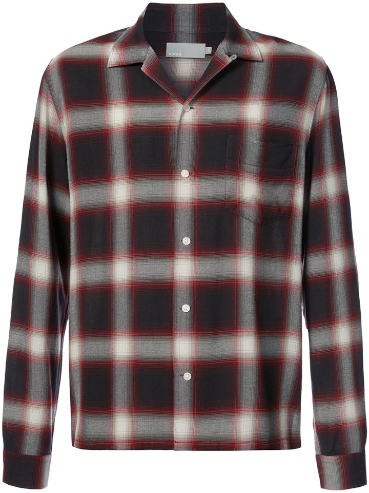 Vince - Plaid Long Sleeve Shirt - Men - Rayon - Xl, Red, Rayon