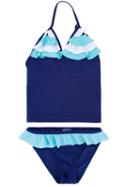 Duskii Girl - Frill Trim Tankini Set - Kids - Polyester/spandex/elastane - 8 Yrs, Blue