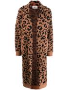 Essentiel Antwerp Leopard-print Knitted Coat - Black