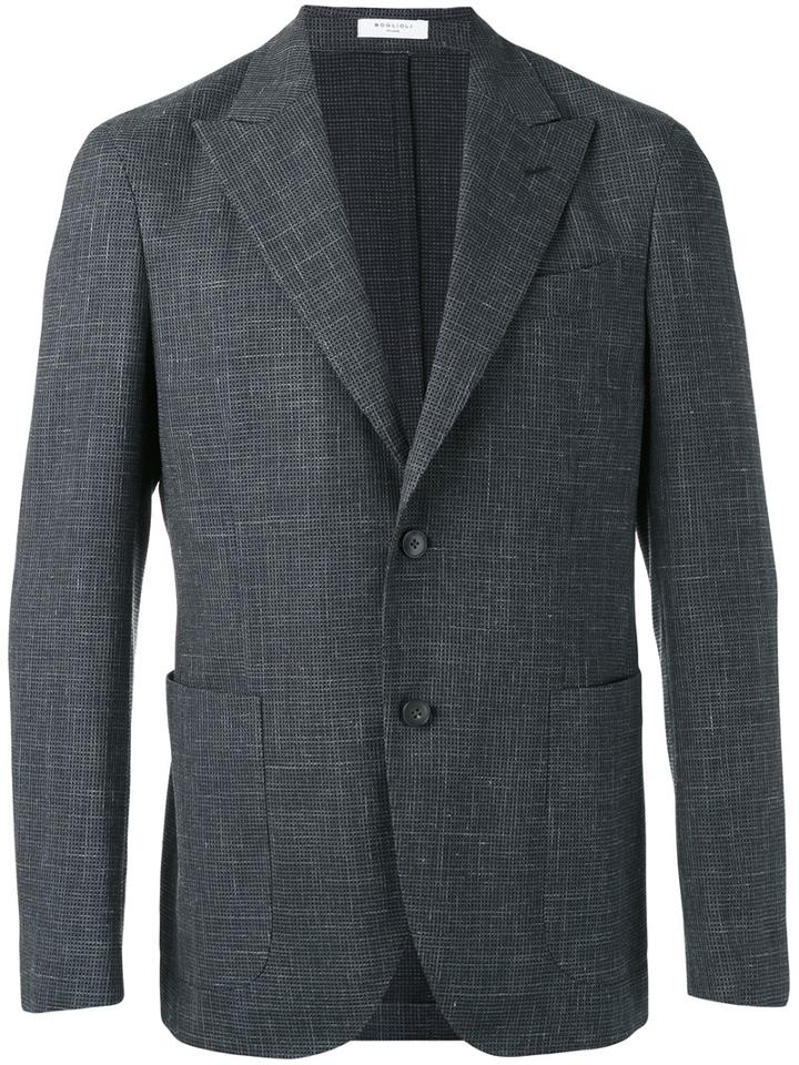 Boglioli Two Button Blazer, Men's, Size: 52, Grey, Wool/silk/linen/flax/cupro
