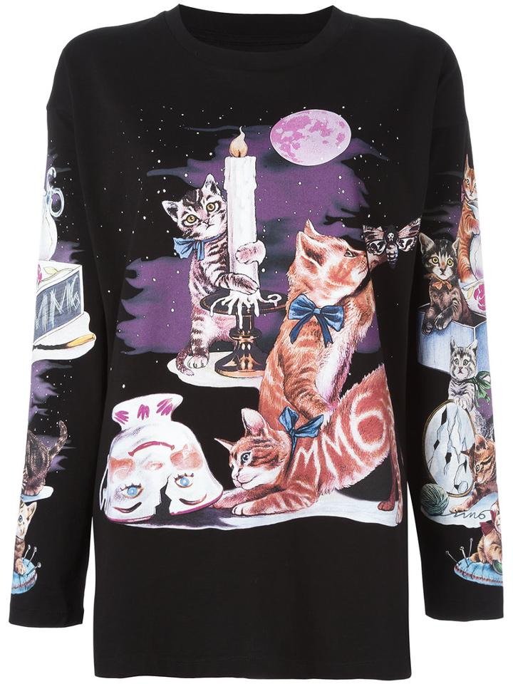 Mm6 Maison Margiela Floral Print Sweatshirt, Women's, Size: Xs, Black, Cotton