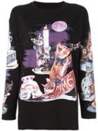 Mm6 Maison Margiela Floral Print Sweatshirt, Women's, Size: Xs, Black, Cotton
