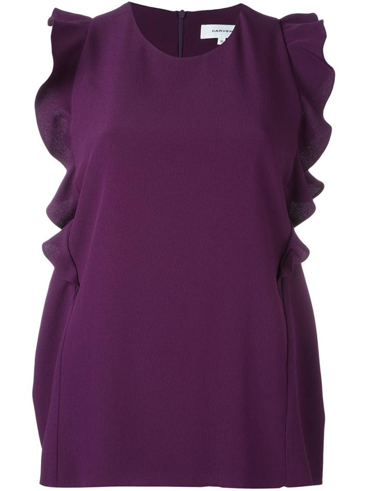 Carven Ruffled Sleeveless Blouse, Women's, Size: 36, Pink/purple, Polyester