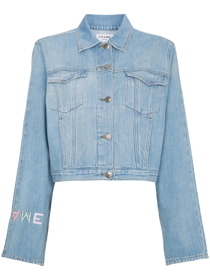Frame Denim Le Embroidery Logo Denim Jacket - Blue