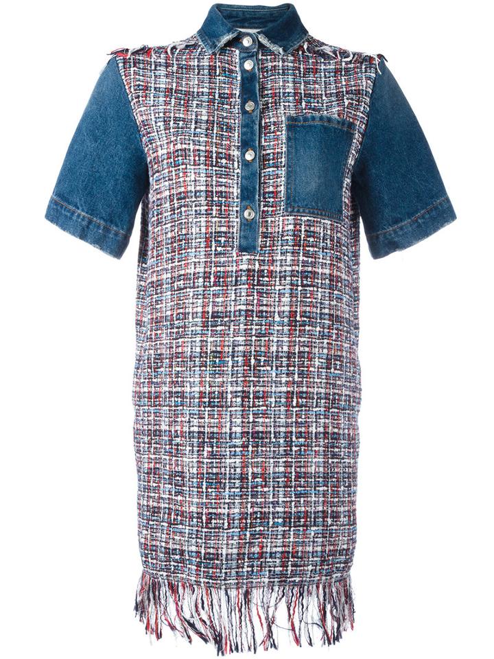 Msgm - Denim (blue) Tweed Dress - Women - Cotton/polyamide/polyester/virgin Wool - 40, Cotton/polyamide/polyester/virgin Wool