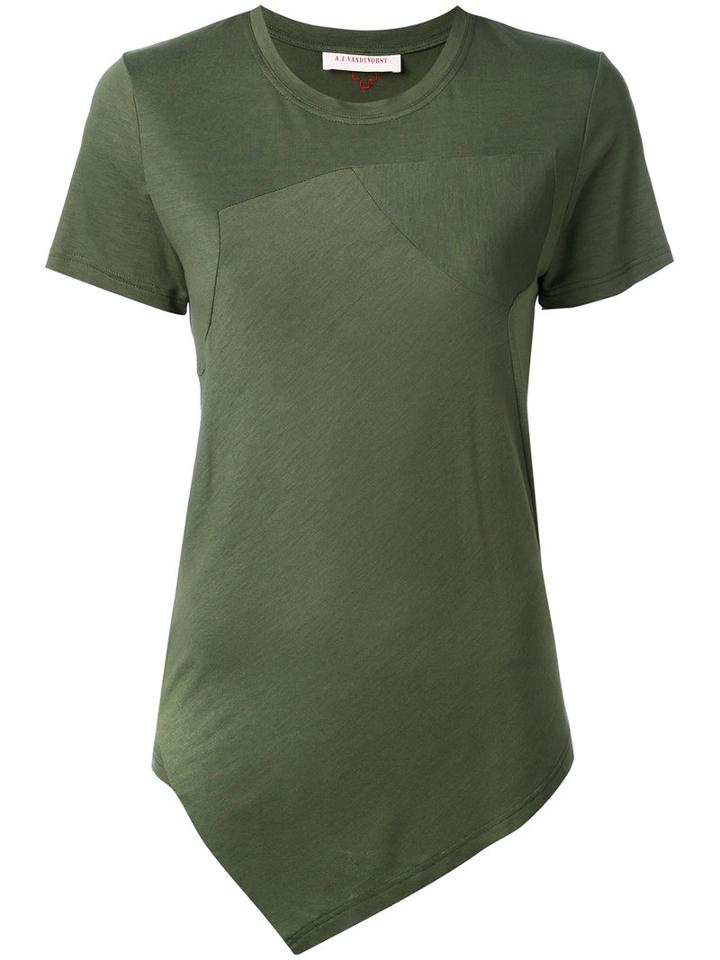 A.f.vandevorst - Asymmetric Hem T-shirt - Women - Spandex/elastane/viscose - 34, Green, Spandex/elastane/viscose