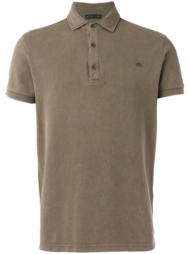 Etro Logo Embroidery Polo Shirt - Brown