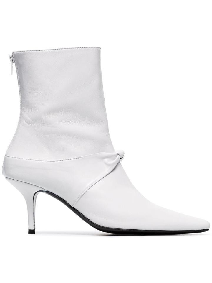 Dorateymur White Groupie 65 Leather Knot Ankle Boots