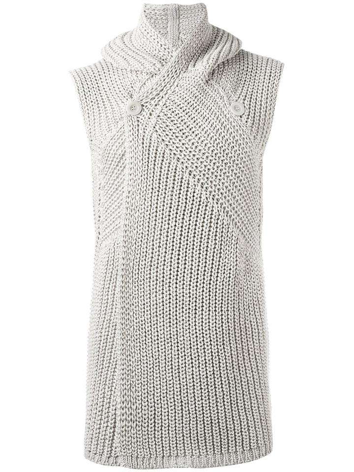 Rick Owens - Hooded Sleeveless Cardigan - Men - Cotton - M, Nude/neutrals, Cotton