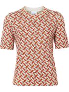 Burberry Monogram Print Merino Wool Top - Neutrals