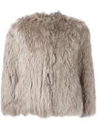 Maison Margiela Cropped Fur Jacket, Women's, Size: 40, Nude/neutrals, Cotton/viscose/cashmere/lama Fur