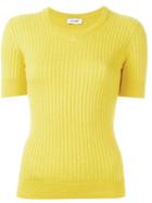 Courrèges Ribbed Fitted T-shirt, Women's, Size: 4, Yellow/orange, Cotton/cashmere