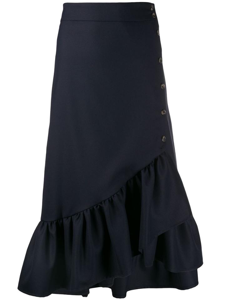 Baum Und Pferdgarten Asymmetric Ruffled-hem Skirt - Blue