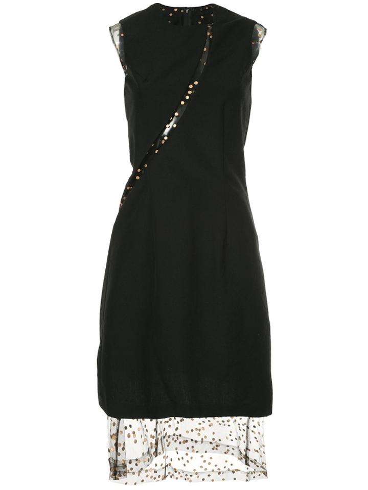Comme Des Garçons Vintage Sheer Panel A-line Dress - Black