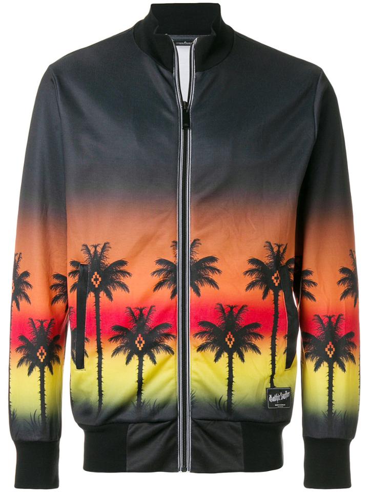 Marcelo Burlon County Of Milan Palm Print Bomber Jacket - Black