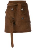 Rokh Mini Belted Skirt - Brown
