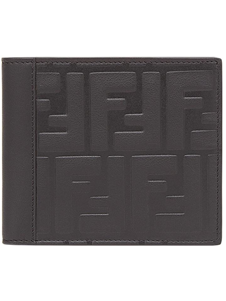 Fendi Logo Embossed Bi-fold Wallet - Grey