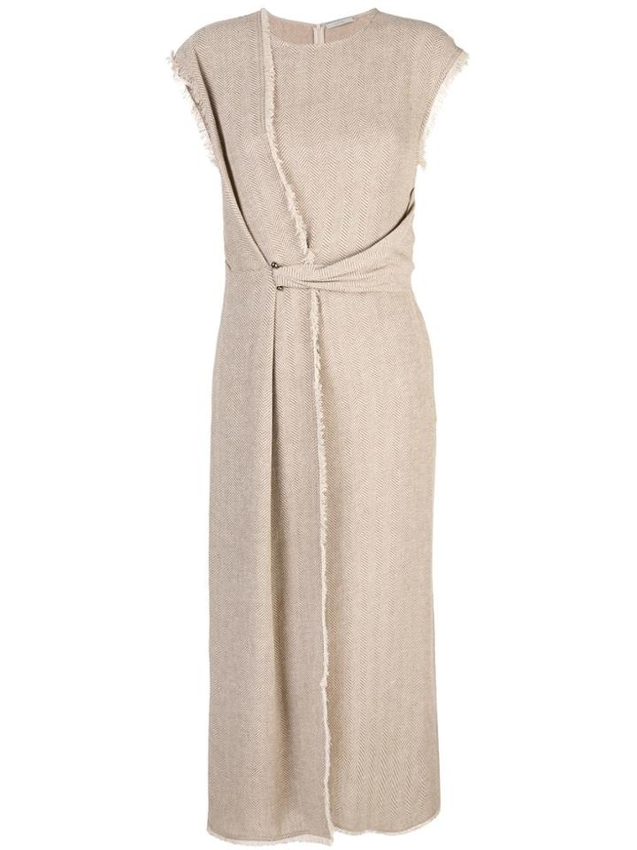 Dusan Belted Long Dress - Brown