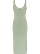 Off-white Scoop Neck Sleeveless Dress - Green