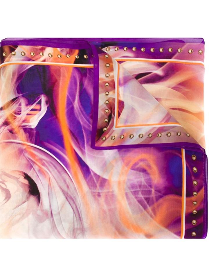Roberto Cavalli Printed Scarf, Women's, Purple, Silk