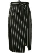 Balenciaga Striped Wrap Skirt, Women's, Size: 40, Black, Cotton