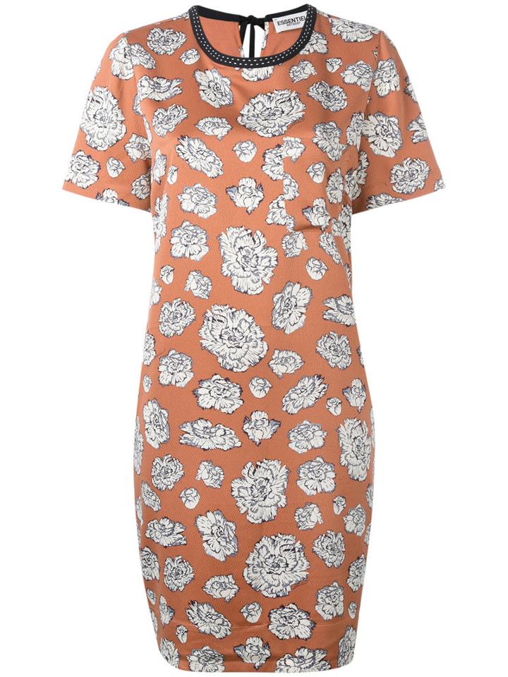 Essentiel Antwerp Graphic Floral T-shirt Dress, Women's, Size: 44, Brown, Polyester/viscose