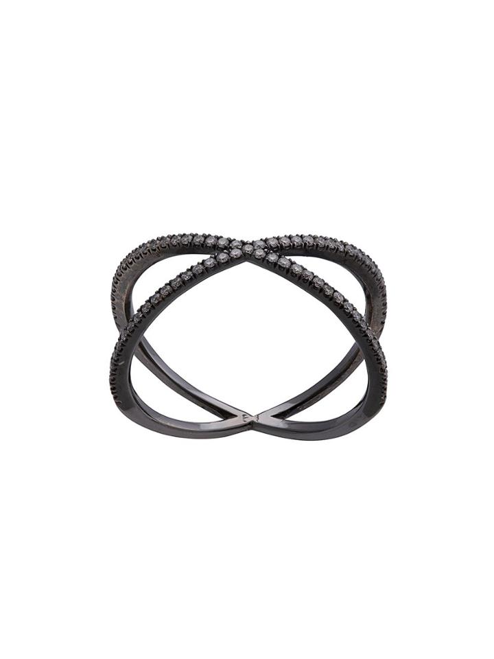 Eva Fehren 18kt White Gold The Fine Shorty Diamond Ring - Grey