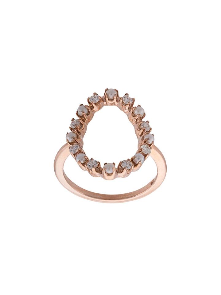 Marlo Laz 14kt Gold Full Circle Diamond And Pearl Ring - Yellow &