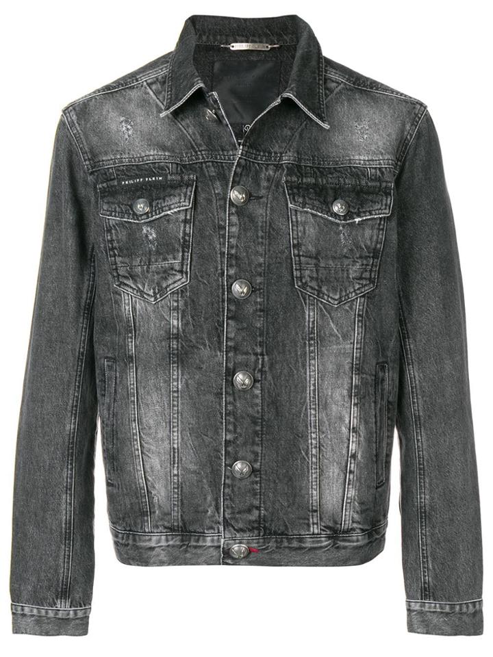 Philipp Plein Faded Denim Jacket - Black