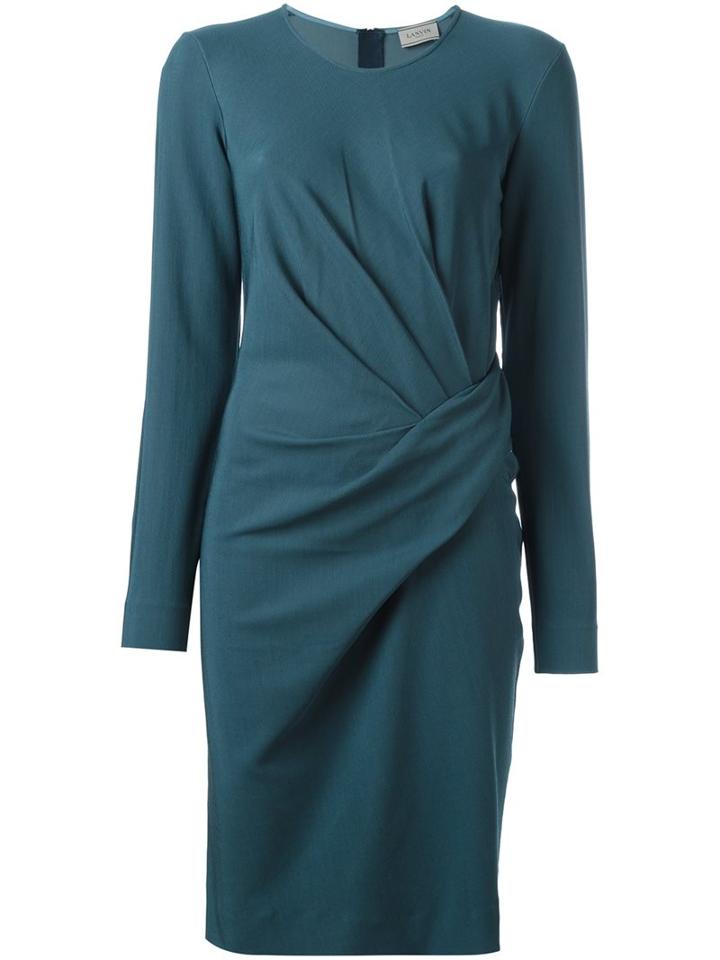 Lanvin Draped Waist Shift Dress, Women's, Size: 40, Blue, Spandex/elastane/viscose