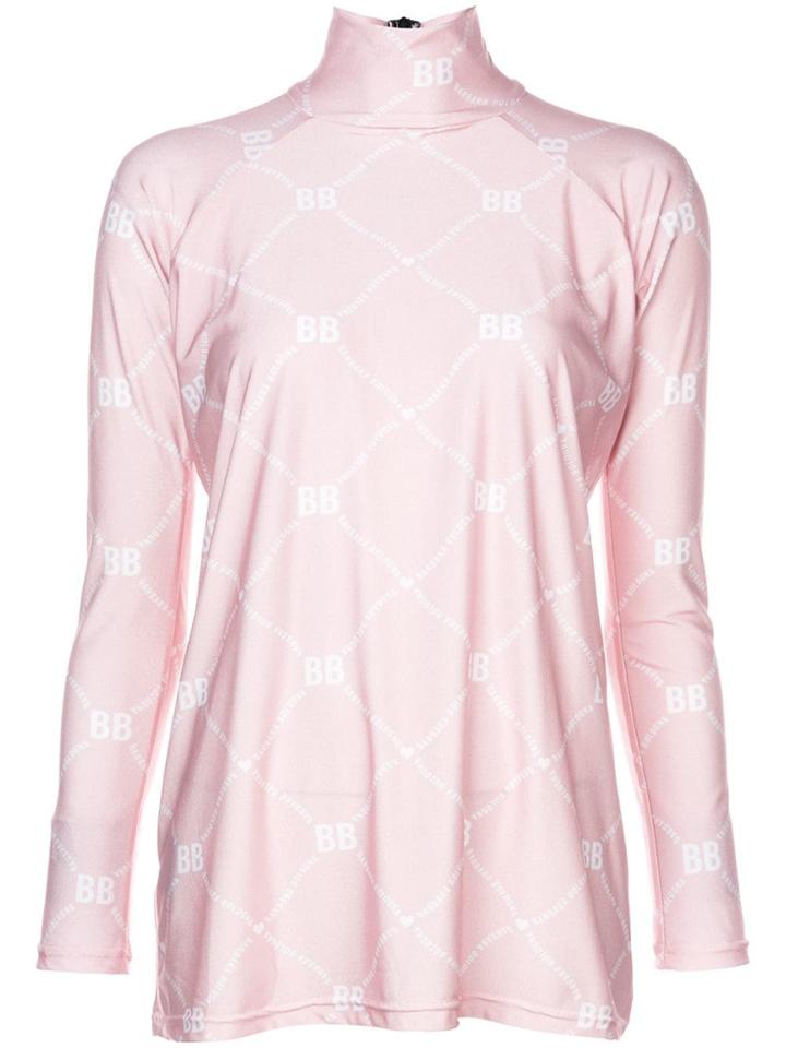 Barbara Bologna Logo Print Turtleneck Blouse - Pink & Purple