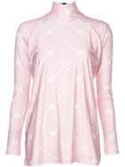 Barbara Bologna Logo Print Turtleneck Blouse - Pink & Purple