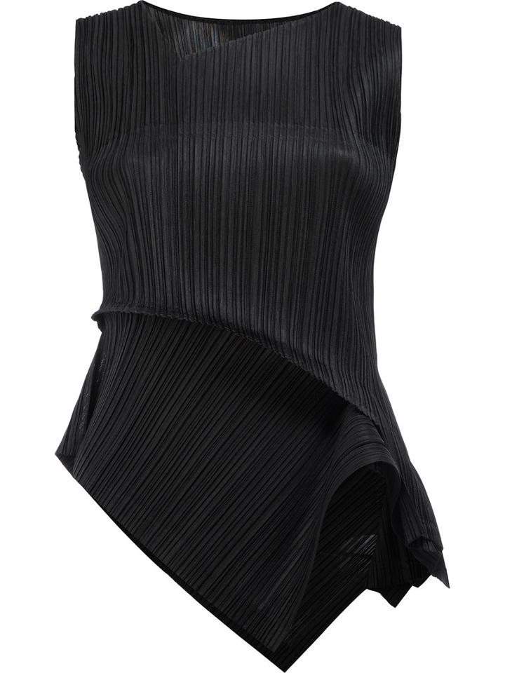 Pleats Please By Issey Miyake Asymmetric Pleated Tank, Women's, Size: 3, Black, Polyester