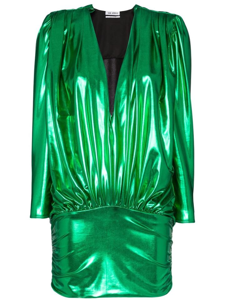Attico Metallic Draped Mini-dress - Green