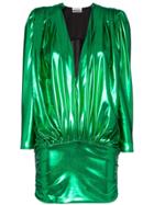 Attico Metallic Draped Mini-dress - Green