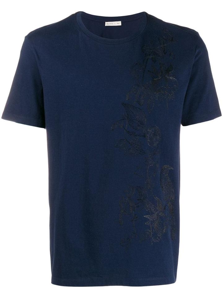 Etro Tone-on-tone Embroidered T-shirt - Blue