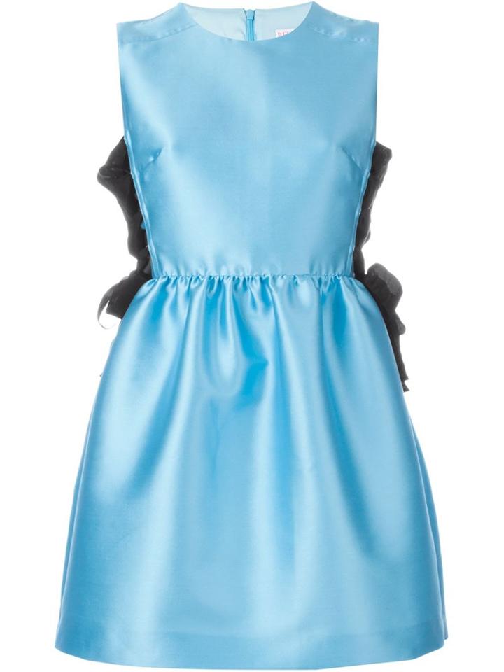 Red Valentino Lace-up Sides Mini Dress, Women's, Size: 46, Blue, Polyester/silk/viscose